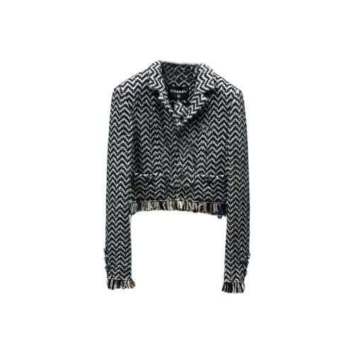 CHANEL Куртки и Пальто Женские Черный Белый