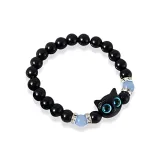 Большеглазая кошка Браслет с бусинами [Черный]