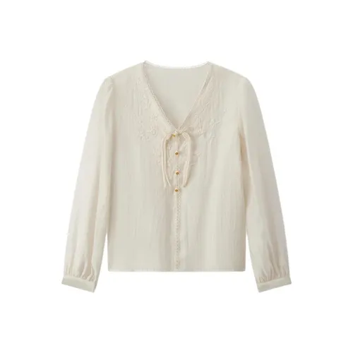 EICHITOO Шифон Рубашка Женская Экрю