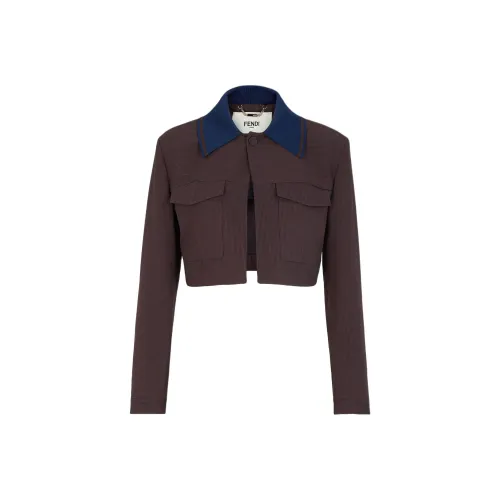FENDI SS24 Куртки Пальто Женские Коричневый