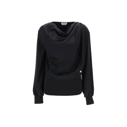 Alexander McQueen Драпированный топ из сатина черный худи женский черный