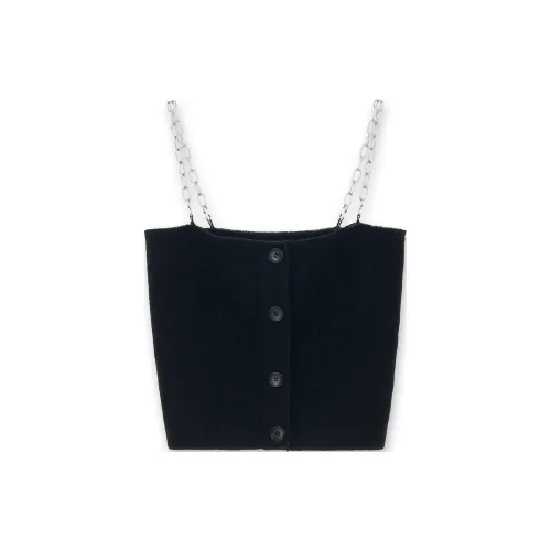 KIMHEKIM Съемный Цепной Ремешок Шерсть Вязаный Топ Топ на Бретелях Женский Черный Черный
