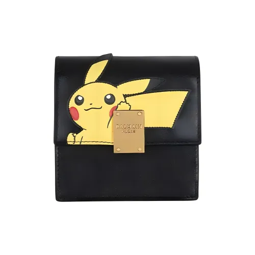 BALMAIN Пикачу Коллаборация Телячья кожа Держатель для карт Держатель для карт Унисекс Черный Желтый