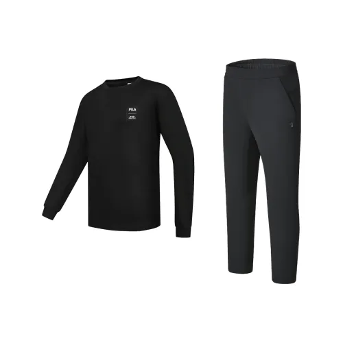FILA Комплект Черный Топ + Черные Штаны Мужская Повседневная Спортивная Одежда