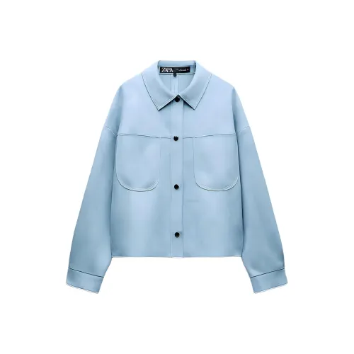ZARA Небесно-голубые Женские Куртки