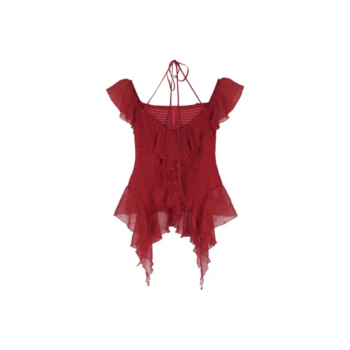 Annie The Темный Child Шифон Рубашка Женские Красный