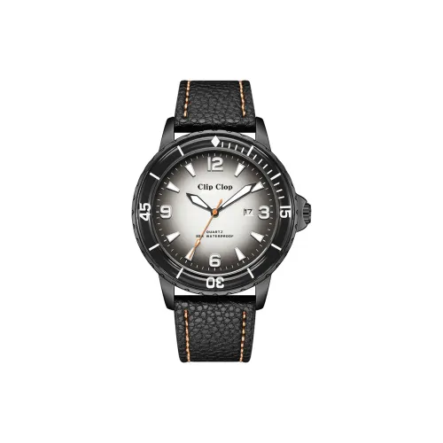 Clip Clop Кварцевый механизм ремень из натуральной кожи черный циферблат мужские часы