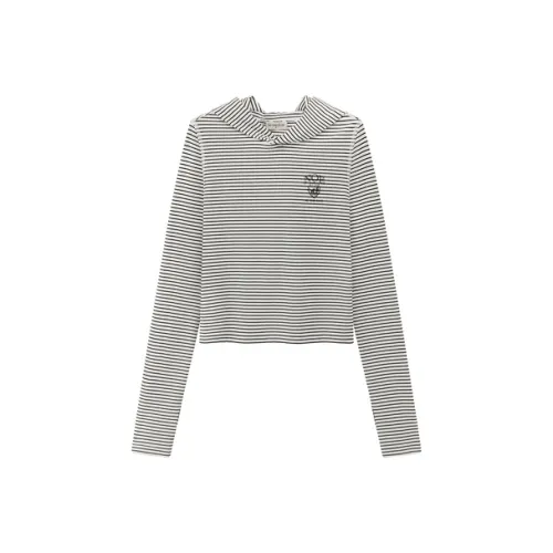 NO ONE ELSE T-Shirt Женская Черно-Белая Полосатая