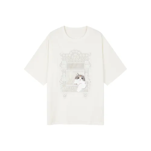 UOOYAA Экрю Женские Т-рубашки