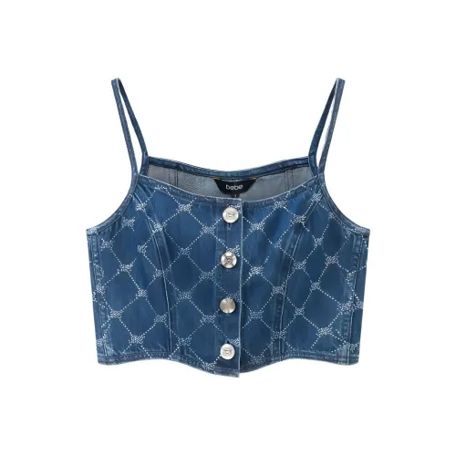 BEBE Топ на бретелях Женский Джинсовый синий
