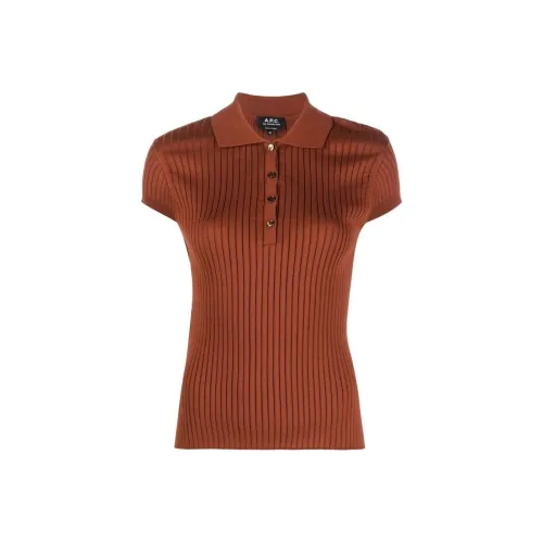 A.P.C Поло Женское Красное Коричневое