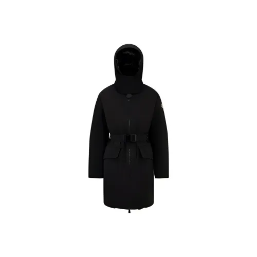 Moncler FW22 Однотонный С капюшоном Облегающий Умеренный Пуховик Женский Черный