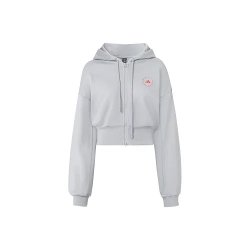 Adidas Sportswear Collection Спортивная одежда Укороченный худи Куртки Пальто Женские Светлый Асфальт Серый