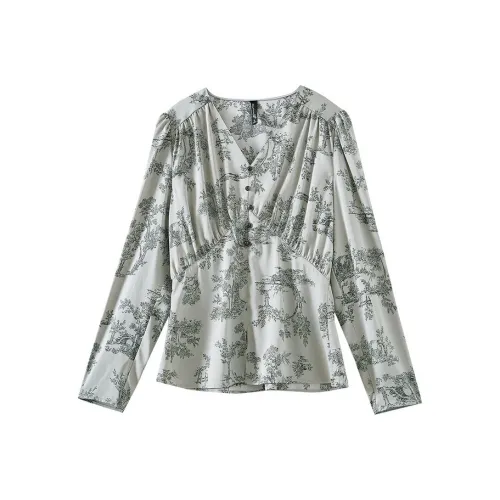 OUNIXUE Шифон Рубашка Женская Многоцветная