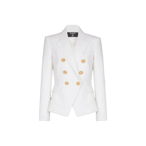 BALMAIN FW24 Куртки и Пальто Женские Белые