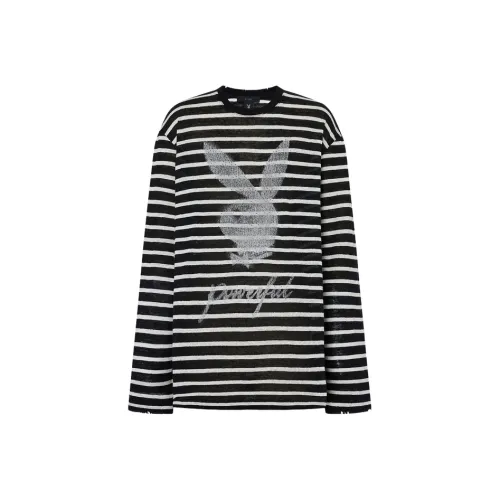 MOCO x PLAYBOY Коллаборация T-Shirt Женская Черно-Белые Полосы