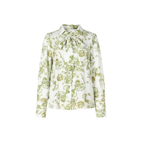 JZ. ANNAKRO Рубашка Женская Светло-Зеленая Узор
