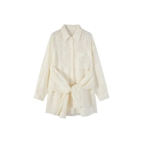 CARIEDO Рубашка Женская Вышивка Кружево Вверх Платье-рубашка