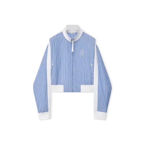 LOEWE Tracksuit Куртка из полосатого хлопка Куртки и Пальто Женские Синий