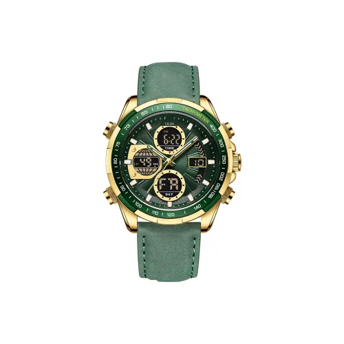 CILOA Кварцевый механизм ремень из натуральной кожи часы для мужчин зеленый циферблат