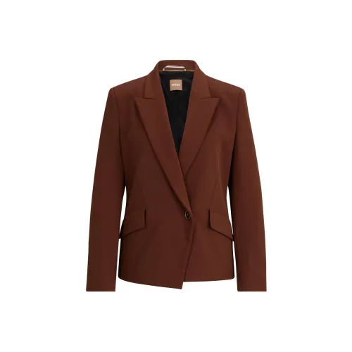 Hugo Boss Регулярный крой Куртка из эластичной саржи Куртки и Пальто Женская Коричневая