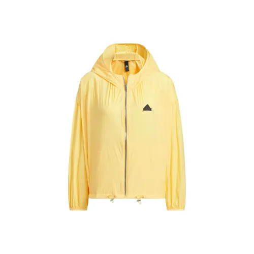Adidas Ветровки и Пальто Женские Ярко-Желтые