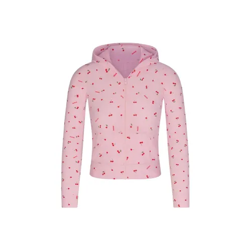 SKIMS День святого Валентина Мягкий Lounge ZIP UP Толстовка Толстовка Женские Вишневый цветок Принт Вишневый цветок