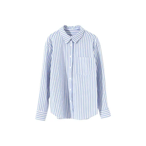 ZIMO Рубашка Женская Синие Полосы Узор
