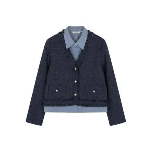 Mo Han Yi Mei Куртки и Пальто Женские Темно-синий