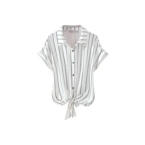 Cypress House Рубашка Женская Белая Основа с Черными Полосами