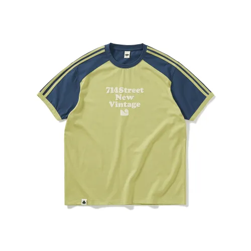 714STREET Лето Тяжелый 100% хлопок Круглый вырез Короткий рукав Т-рубашки Унисекс
