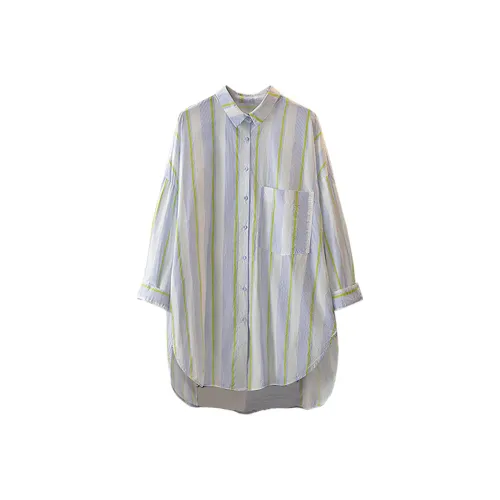 SIBAISHE Синий Желтый Полосы Женские Рубашки