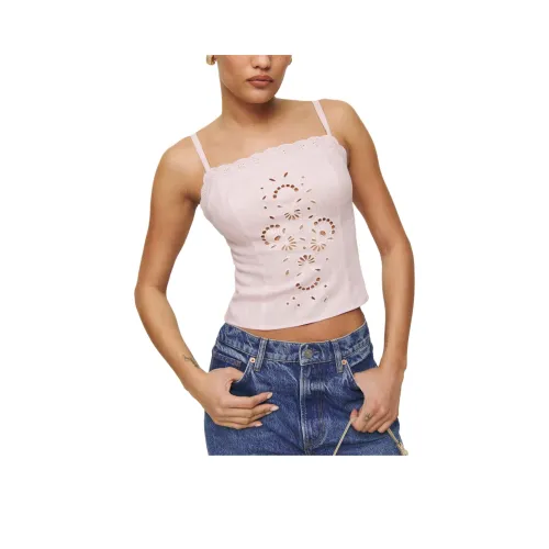 REFORMATION ЭВА Linen Top Топ на бретелях Женский Cherry Blossom Pink
