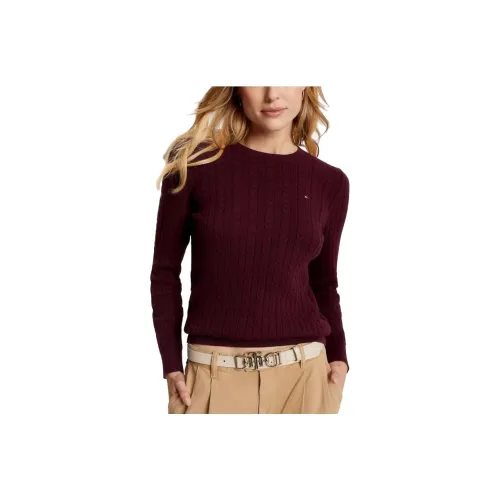 Tommy Hilfiger CABLE KNIT Свитер Свитеры Темный Каберне Трикотаж Женский Темно-Красный