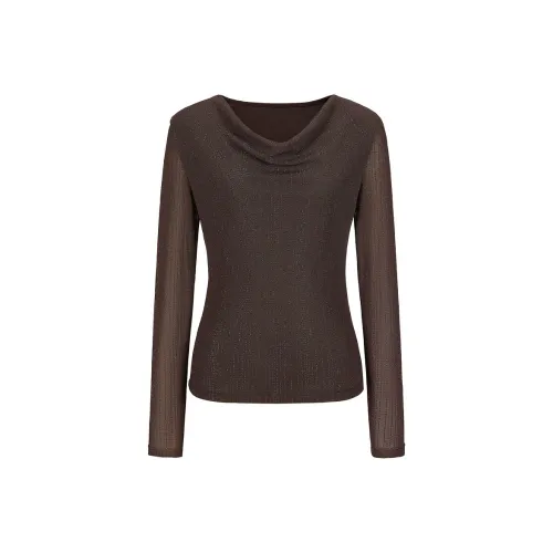 JZ. ANNAKRO Шифон Рубашка Женская Кофейного Цвета