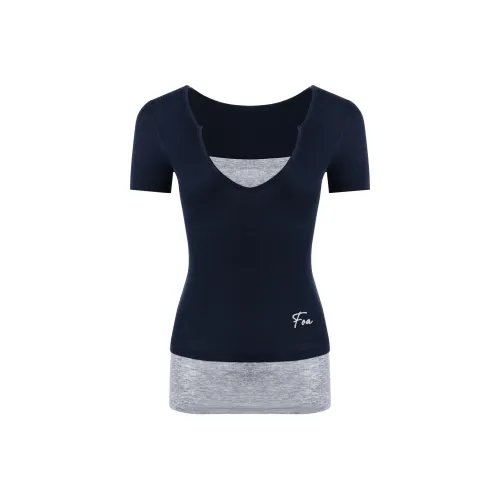 FOASIS Комплект с короткими рукавами рубашка женский темно-синий