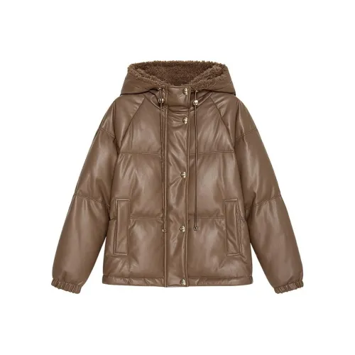 DKNY Пуховик Женский Средний Кофейный