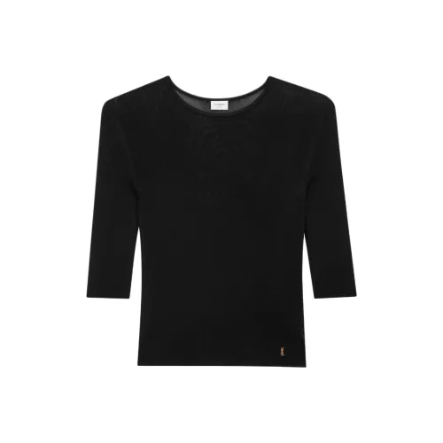 SAINT LAURENT Стандартная футболка женская черная