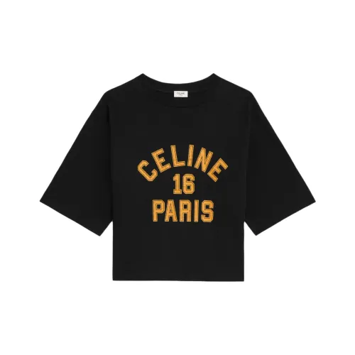 CELINE SS25 T Рубашка Женская Черная Свободного кроя