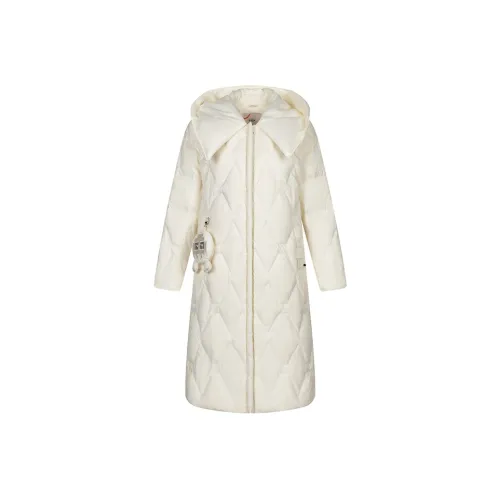 ERAL Однотонный Отложной воротник Свободный крой LONG DOWN JACKET Женские