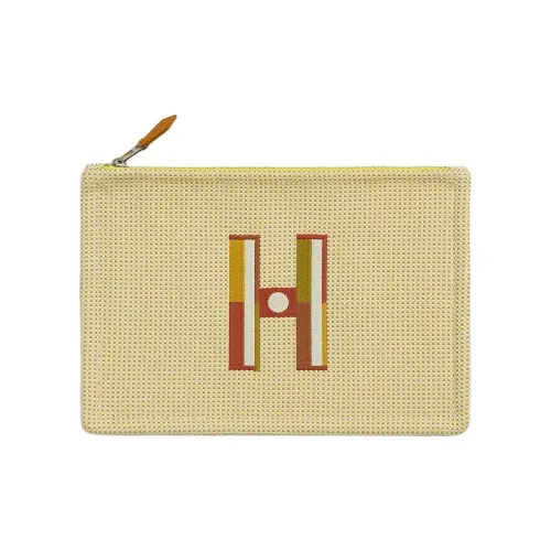 HERMES Хлопок Путешествие Мешок для хранения Трумпеты Женские Лимон с Охра