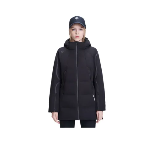 DESCENTE WOMENS RUNNING Однотонный С капюшоном MID Длина Пуховик Женские