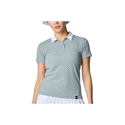 Under Armour ArmorDry Monogram Check Polo Женские Кремниевый Dioxide Зеленый Белый 348