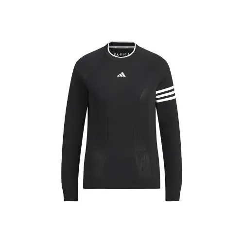 Adidas Длинный рукав Пуловер Свитер Трикотаж Женский Черный