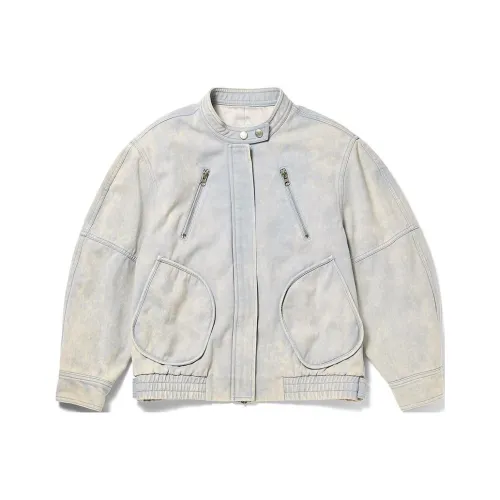 OPEN YY Выцветший Bomber Куртка Куртки Пальто Унисекс Синий Синий