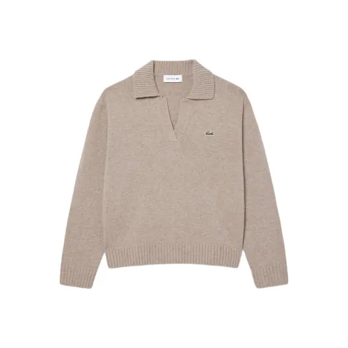 Свитер из кашемира с женским дизайном светло-коричневый совместный проект с LACOSTE