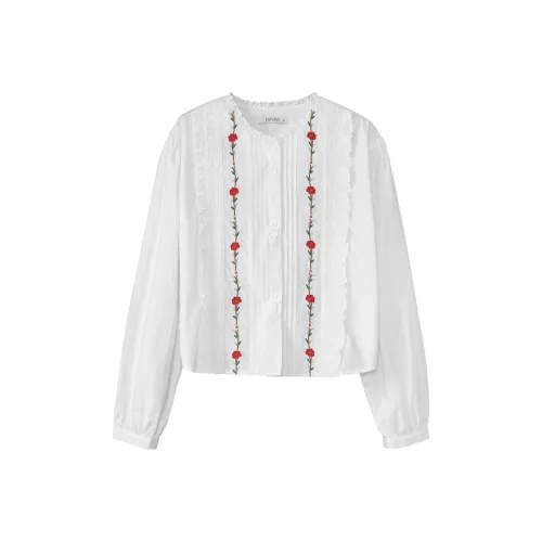 Fstudio Весна Корейский стиль Дизайн Цветочный Рюш Рубашка Женская Белая