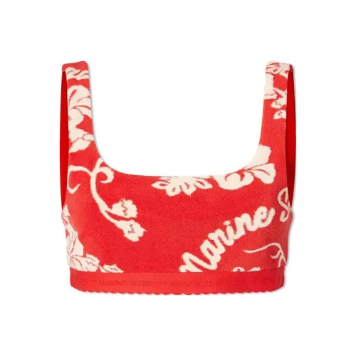 Marine Serre Без бретелек Топ Женский Красный
