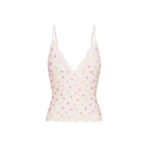 Skims Valentine's Day Collection Мраморный Конфетный Цвет Сердце Принт/Мраморный Конфетный Цвет Сердце Принт Женские Топы