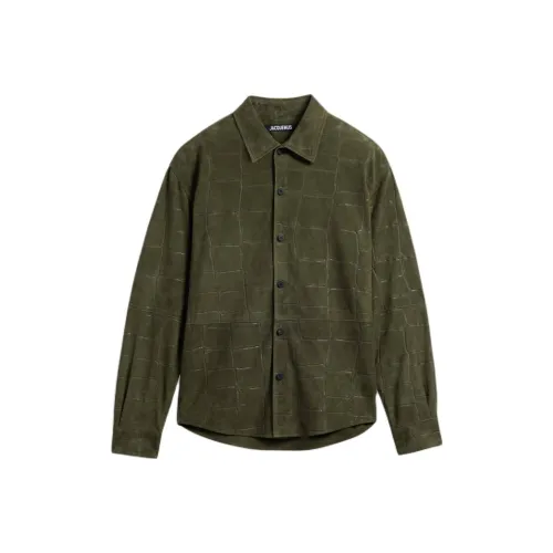 Jacquemus SS25 Suede Crocodile Shirt Women's Khaki Khaki Джакмо SS25 Замша Крокодил Рубашка Женская Хаки Хаки